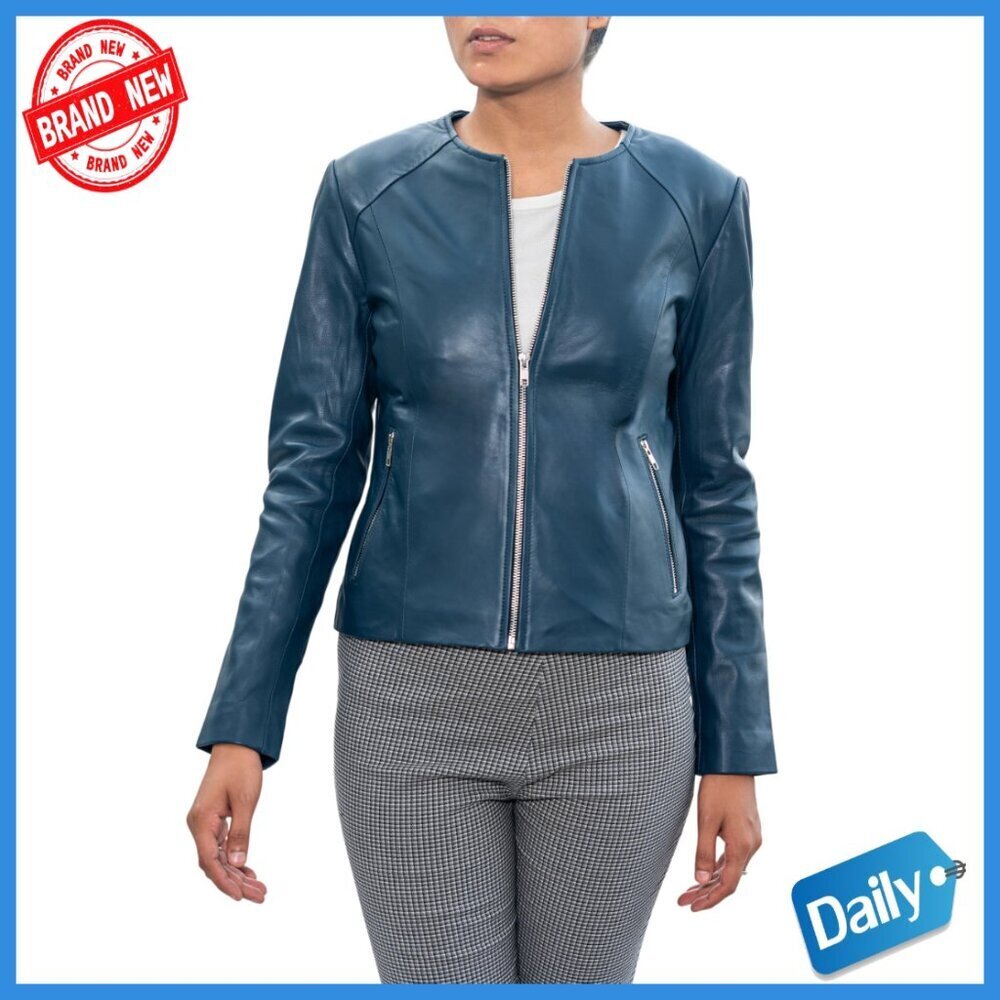 Slim Fit Lambskin Leather Jacket Women's Lightweight Modern Style